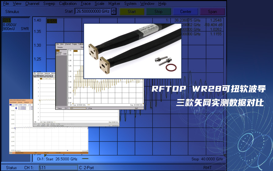 RFTOP WR28可扭軟波導(dǎo)三款矢網(wǎng)實(shí)測數(shù)據(jù)對比